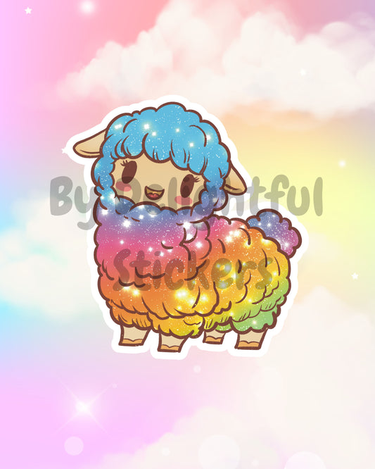 Rainbow Sheep Die Cut Sticker - RC001